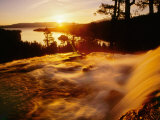 Waterfall at Sunrise in Eagle Creek Above Emerald Bay, Lake Tahoe, California, USA Photographic Print by Adam Jones