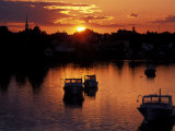 Sunset on Boats in Portsmouth Harbor, New Hampshire, USA Photographic Print by Jerry & Marcy Monkman