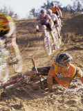Young Man Falling From a Bicycle in a Race Photographic Print