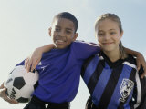 Portrait of a Boy And Girl From a Soccer Team Photographic Print