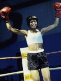 Young Woman Standing in a Boxing Ring Photographic Print