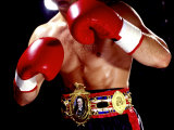 Torso of a Male Boxer Wearing Boxing Gloves and a Belt Photographic Print