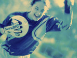 Female Goalie Holding a Soccer Ball Photographic Print