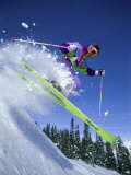 Skier with Yellow Skis Photographic Print