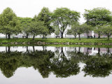 Trees are Reflected in Still Water on the Esplanade Along the Charles River in Boston Photographie