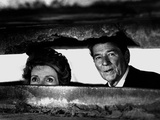 President Ronald Reagan and First Lady Nancy Reagan Peer out of a World War II Bunker Photographic Print