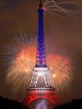 Fireworks Illuminate the Eiffel Tower Photographic Print