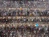 Chinese Conmuters' Bikes are Lined up Photographic Print