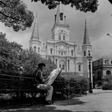 An Artist Sketches St. Louis Cathedral Photographie