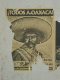 Weathered Street Poster Depicting Pancho Villa, Oaxaca, Mexico Photographie par Judith Haden