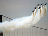 The U.S. Navy's Blue Angelsfly Their F/A-18 Hornets with the Golden Gate Bridge as a Backdrop Photographic Print