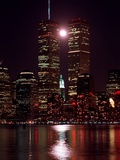 A Full Moon Rises Between New York's Twin Towers for the Second Time This Month Fotografisk tryk