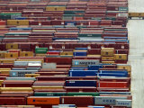 Freight Containers are Lined up Outside the Port of Piraeus, Near Athens Photographic Print
