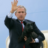 President Bush Steps Down from Air Force One Photographic Print