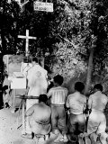 A Catholic Priest Celebrates Mass at the Open Air Chapel of Lourdes Photographic Print