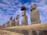 15 Moais at Ahu Tongariki, Easter Island, Chile Photographic Print by Walter Bibikow