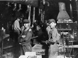 Young Boys Working at Midnight in Indiana Glassworks. Photographie