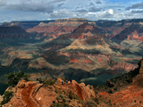 Tourists Hike Along the South Rim of the Grand Canyon Photographic Print