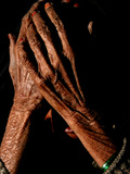 An Afghan Old Woman Covers from the Sun Outside Her Tent North of Kabul Photographic Print