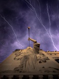 A Show of Lightning Ripples Across the North Texas Sky Above the Bass Performance Hall Photographic Print