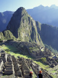 Visitors at the Ancient Ruins of Machu Picchu, Andes Mountains, Peru Photographie par Keren Su