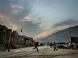 Children Run Across the Street as Spring Temperatures Return to Kabul Photographic Print