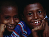 Portrait of Two Boys Laughing, Pabna, Bangladesh Photographic Print by Jerry Galea