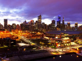 Telsta Dome and Melbourne CBD at Dawn, Victoria, Australia Photographic Print by David Wall
