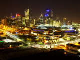 Telsta Dome and Melbourne CBD at Night, Victoria, Australia Photographic Print by David Wall