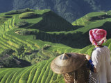 Zhuang Girl with Rice Terraces, China Photographic Print by Keren Su