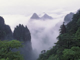 Landscape of Mt. Huangshan (Yellow Mountain) in Mist, China Photographie par Keren Su