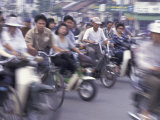 Street Crowded with Bicycles and Motorbikes, Saigon, Vietnam Photographic Print by Keren Su