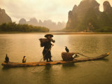 Fisherman in Bamboo Raft on the Li River, China Photographic Print by Keren Su