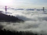 Fog Shrouds the Golden Gate Bridge and the Marin Headlands Near Sausalito Photographic Print