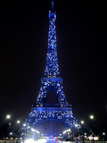 The Eiffel Tower Shows Blue Lighting to Mark Europe's Day Photographic Print
