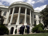President Bush, Right, and Vice President Dick Cheney Walk to the South Lawn Photographic Print