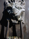 Decorative Lion Door Knockers on Colonial-Era City Hall, Near Padang, Singapore, Singapore Photographic Print by Glenn Beanland