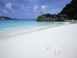 Footprints in Sand at Ko Similan Beach, Similan Islands National Marine Park, Thailand Photographic Print by Holger Leue