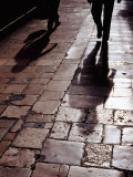 Pedestrians and Shadows on Marble Flagstones, Old Town, Dubrovnik, Croatia Photographic Print by Richard I'Anson