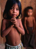 Portrait of Young Girl with Little Boy Behind, Bavel, Cambodia Photographic Print by Jerry Galea