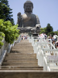 Steps Leading up to Tian Tan Buddha Statue, Hong Kong, China Fotografisk tryk af Greg Elms