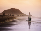 Blocart (Land Yacht) Cruising on Beach, Mt. Maunganui, New Zealand Photographic Print by Anders Blomqvist