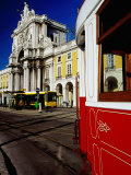 Tram on Praca De Commercio, Lisbon, Portugal Photographic Print by Izzet Keribar
