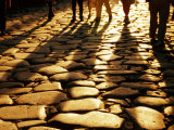 Via Sacra Cobblestones and Pedestrian Shadows at Roman Forum, Rome, Italy Photographic Print by Johnson Dennis