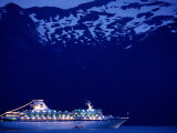 A Cruise Ship on Lynn Canal, Lit Up in the Early Evening, Alaska, Lynn Canal, USA Photographic Print by Mark Newman