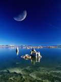 Moon Over Tufa Formations, Mono Lake Tufa State Reserve, Mono Lake, U.S.A. Photographic Print by Mark Newman