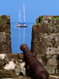 Cannon at Ruins of San Jeronimo Fort (1753), Yacht in Background, Portobelo, Panama Photographic Print by Alfredo Maiquez