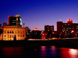 Des Moine River with Skyline at Night, Des Moine, United States of America Photographic Print by Richard Cummins