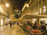 People Sitting Outside Along Rua Augusta, Baixa, Lisbon, Portugal Photographic Print by Greg Elms