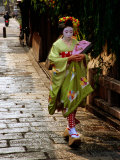 Maiko Walking Along Street in Gion, Kyoto, Japan Photographic Print by Frank Carter